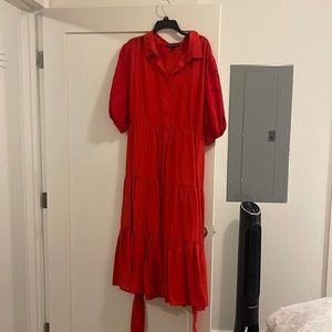 Jealous Tomato Plus Size Red Tiered Midi Dress
